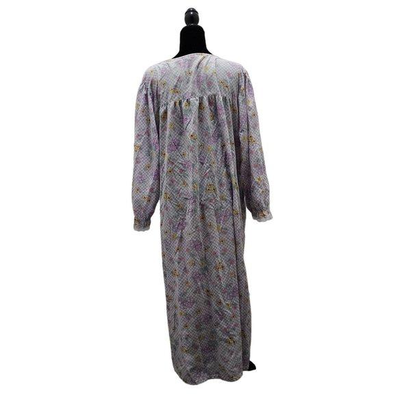 Vtg Lady Camille Bathrobe L/XL Floral Lace Trim Lightweight 1980s Sleepwear - Picture 2 of 6